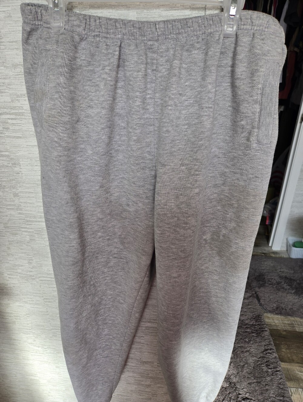 Ladies Gray Cozy Sweatpants - Elastic Waist & Cuffed Ankles